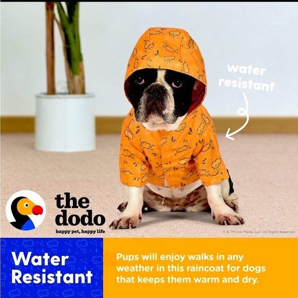 puppy dog raincoat size L🐾 the dodo - reversible, breathable & SO cute ☔️🐶 NWT - Picture 2 of 16